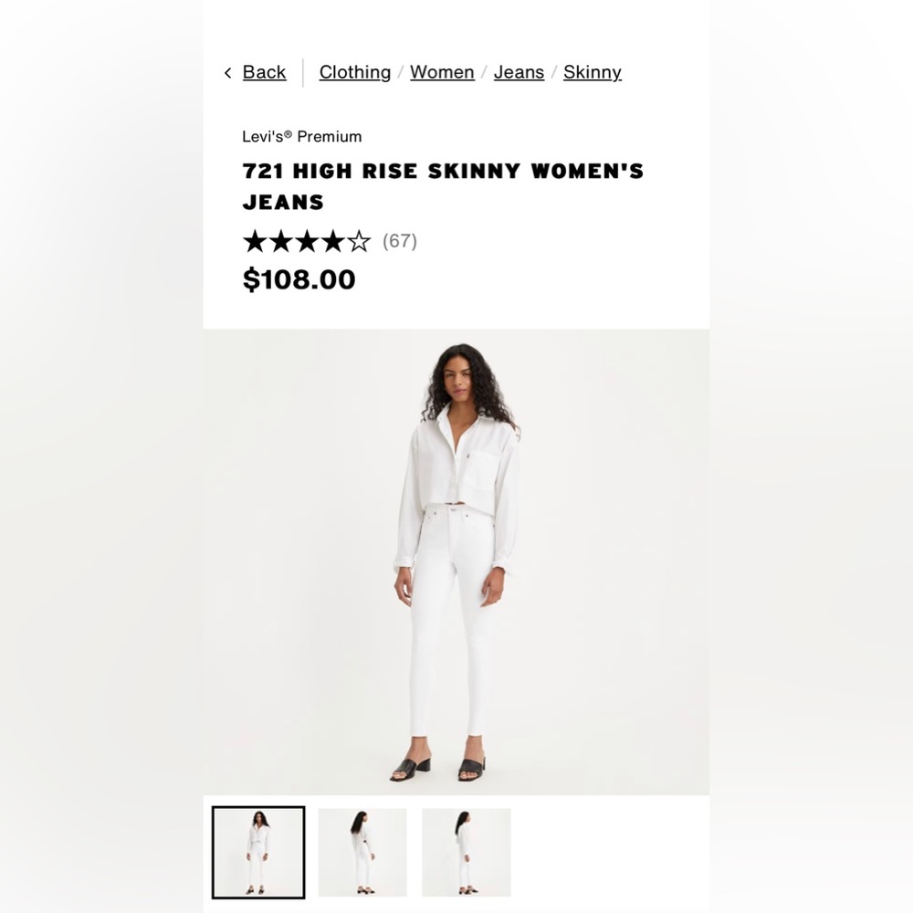 White Levi’s 721 skinny jeans